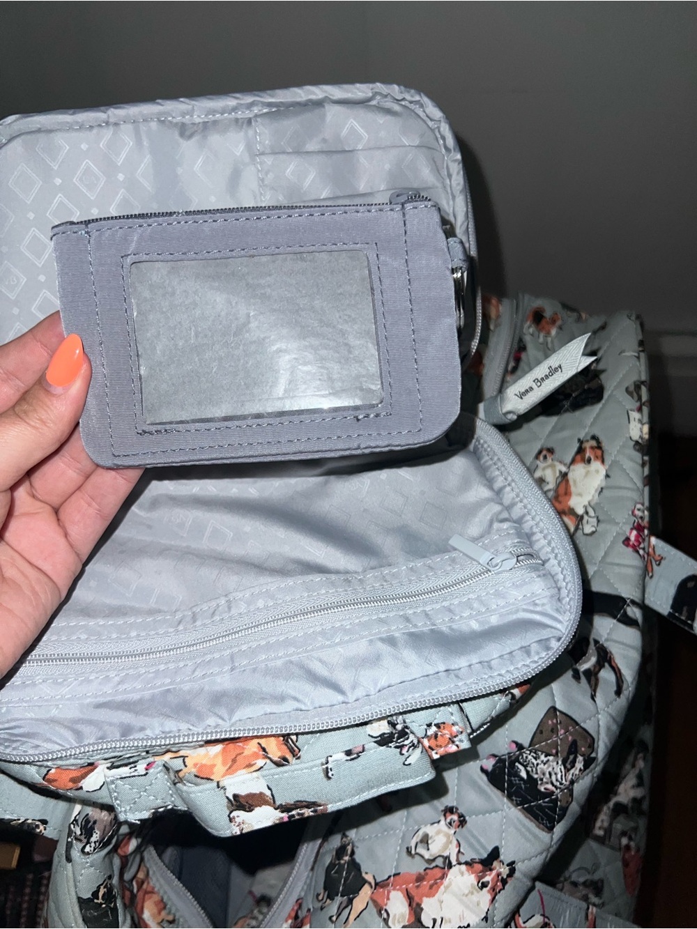 Vera Bradley Gray Quilted Dog Print Travel Tote - Picture 7 of 9
